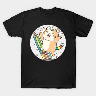 Happy Cats Faces, Be Happy Everyday - Crayon Cat T-Shirt
